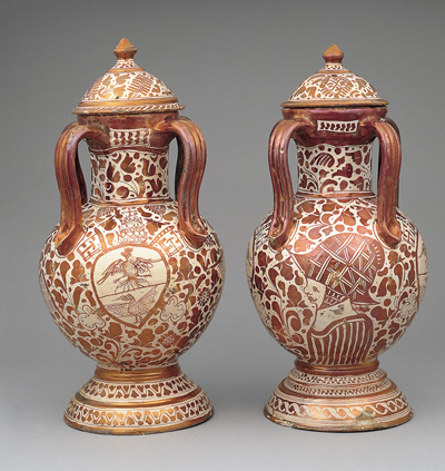 Pair of Covered Jars with Arms of Camillo Borghese, Pope Paul V